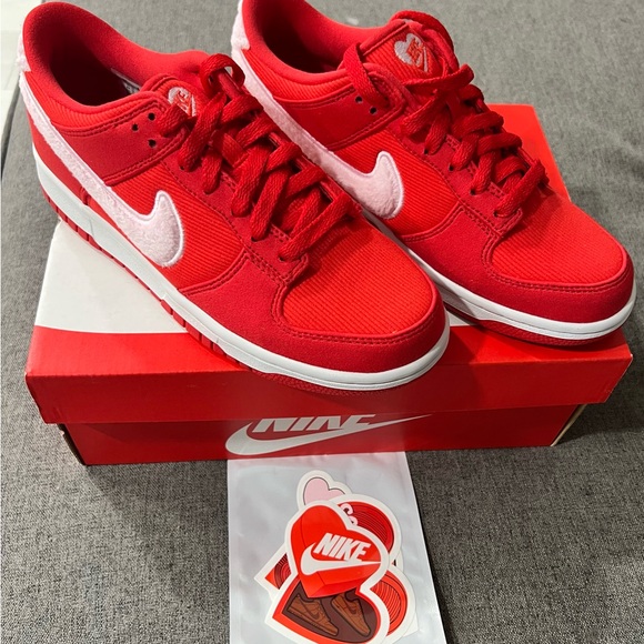 Nike Dunk Low GS in Fire Red and Pink Foam